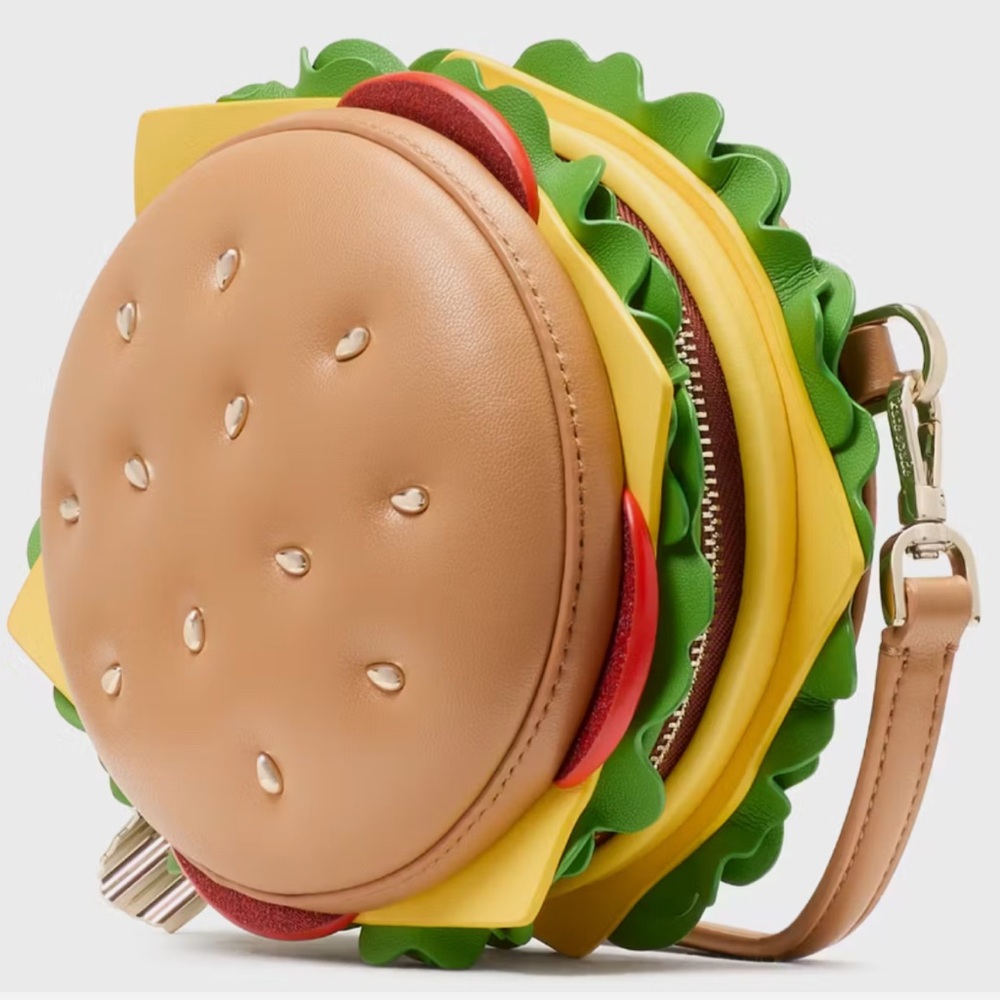 Kate Spade Tan and Green Burger Crossbody Bag